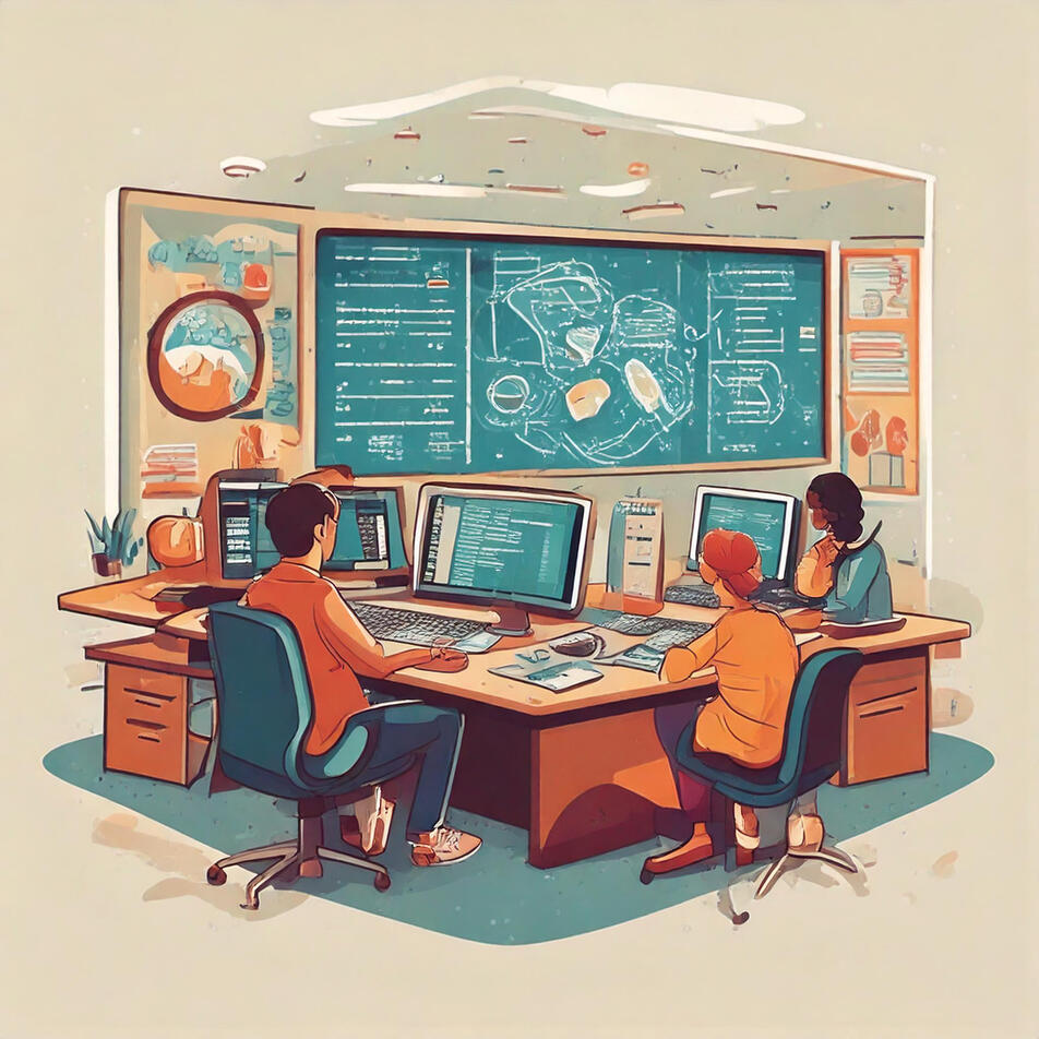 Equipo implementando soluciones educativas